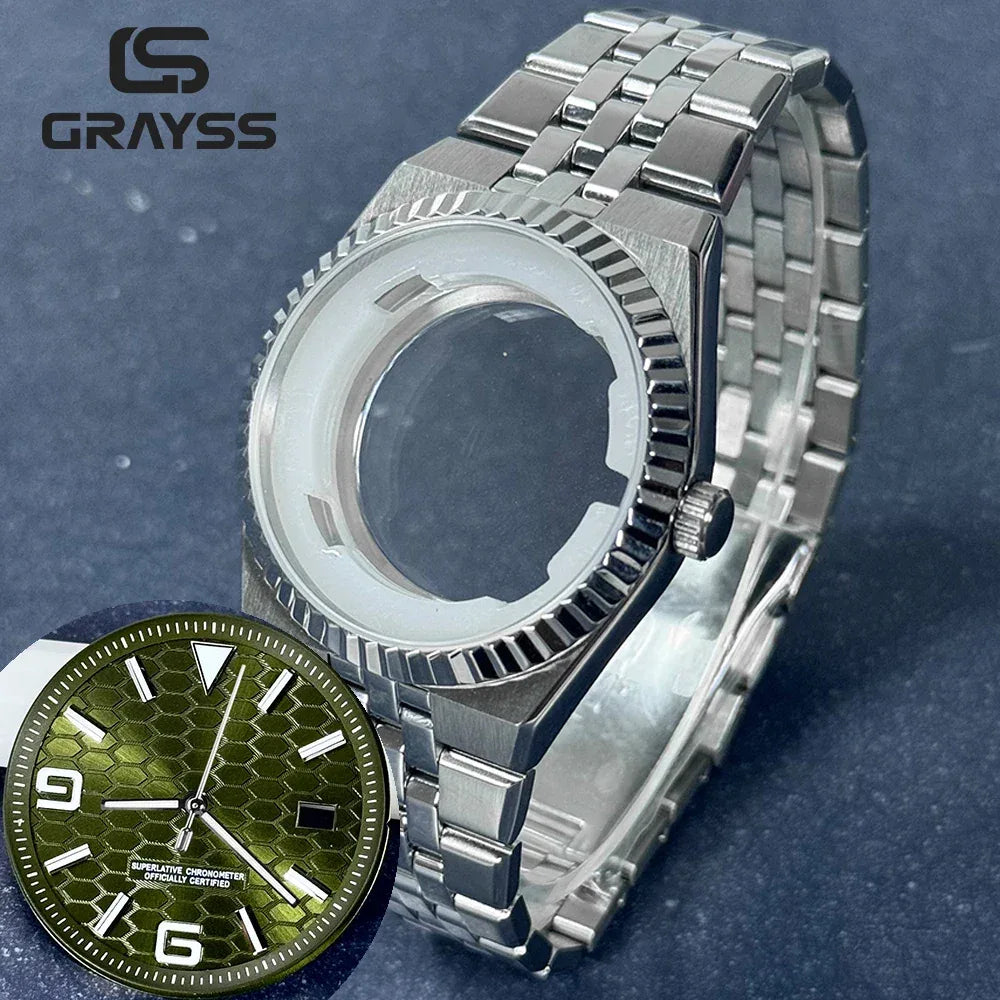 40mm Land-Dweller Watch Case & Dial Kit | Fits NH35 Miyota 8215 | 316L Stainless Steel Automatic Mechanical Case | Custom Iced Out Watch Base | Caratix - CaratixJewelry